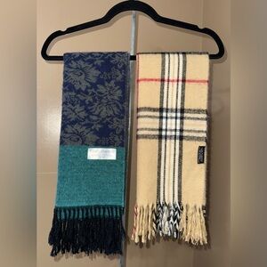 BUNDLE OF 2 Elegant Plaid and Croft & Barrow Floral Scarve Set.